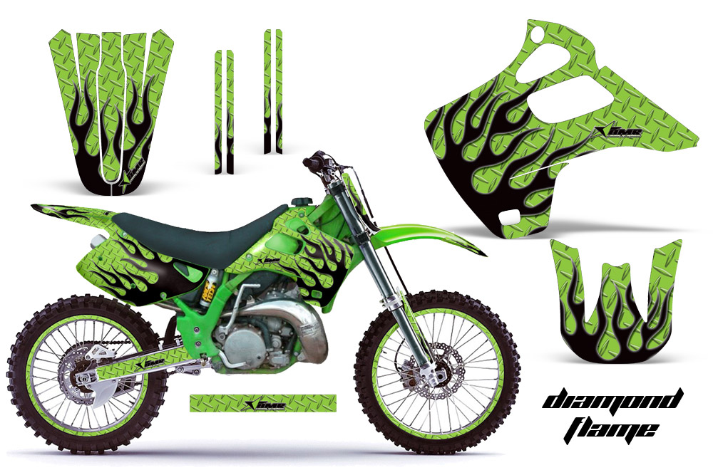 Kawasaki KX125 KX250 92-93 Graphics Kit Diamond Flame KG NPs